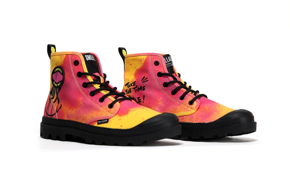 Botas Palladium PAMPA X SMILEY 50 Hombre Amarillo Rosas Naranjas | Costa Rica-78614